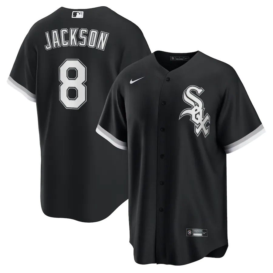 Men Chicago White Sox #8 Bo Jackson Nike Black Alternate Cooperstown Collection Replica Player MLB Jersey->customized mlb jersey->Custom Jersey